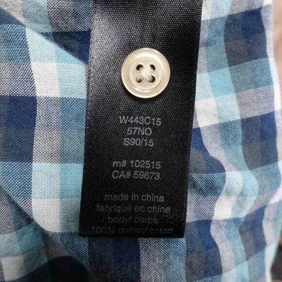 John Varvatos U.S.A. Shirt Mens Large Blue Plaid Short Sleeve Button Up Casual - Picture 7 of 9